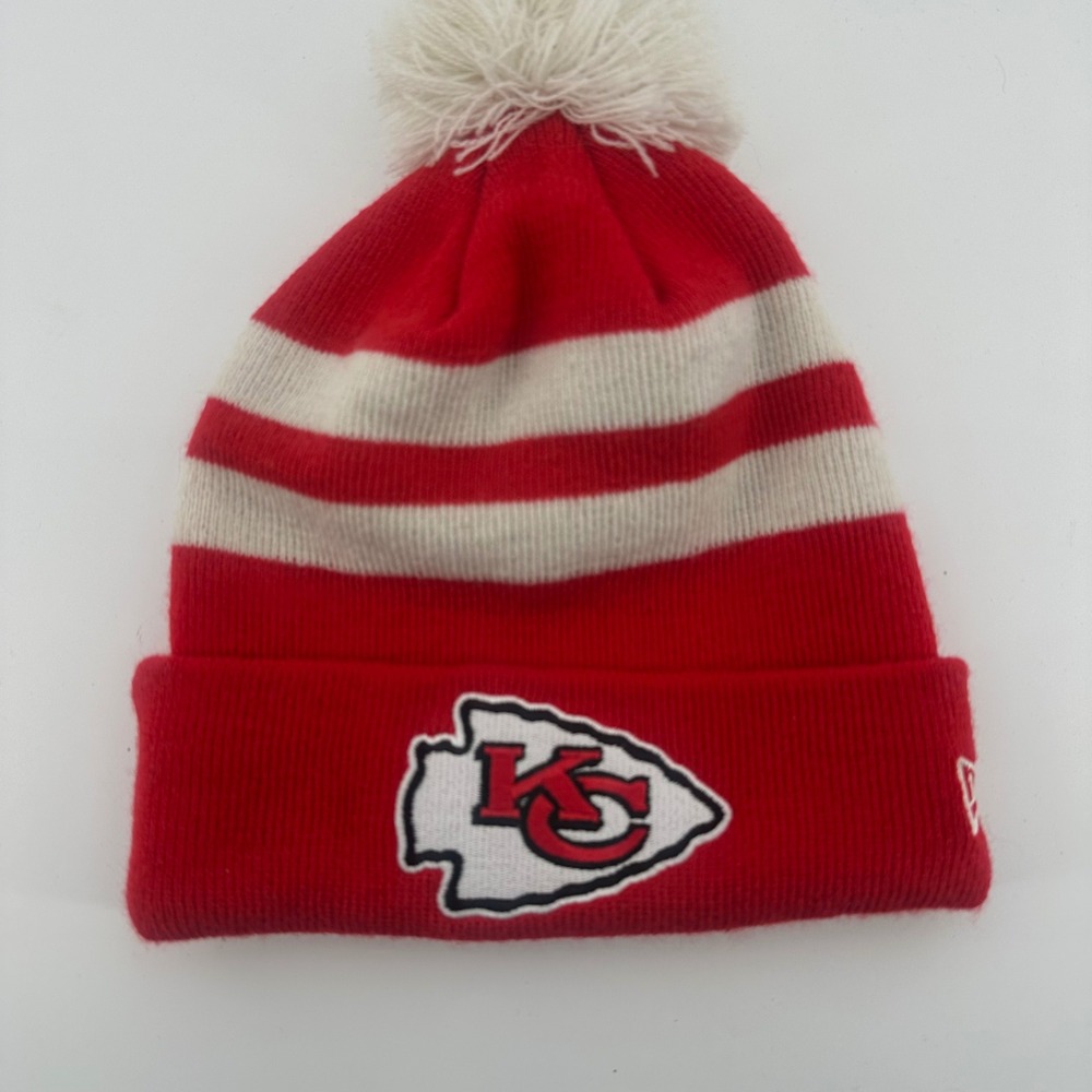 Kansas City Chiefs NFL Knit Pom Beanie Hat Red White New Era